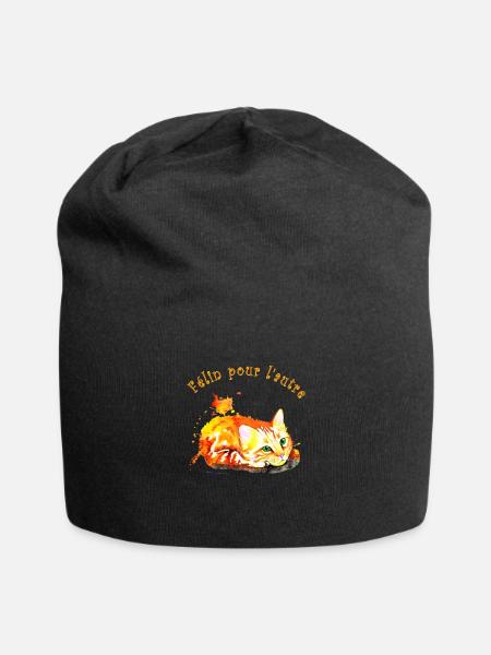 Chat roux, Félin pour l'autre - Bonnet en jersey - noir