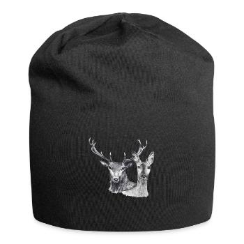Hirsch und Reh - Jersey-Beanie - Schwarz - Vorne