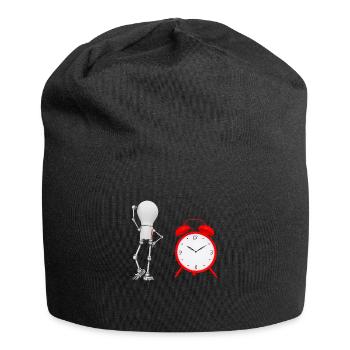 Light bulb figure with alarm clock - Jersey Beanie - black - Front