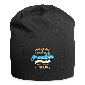 Hands off! Crazy Grandma Related Family Children - Jersey Beanie - black - Front
