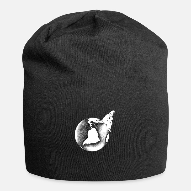 Silhouette contemplative sur globe graphique - Bonnet en jersey - noir