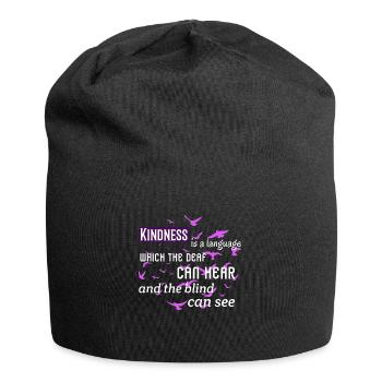 Freundlichkeit ist eine Sprache.. Mark Twain Freundlichkeit Zitat - Jersey-Beanie - Schwarz - Vorne