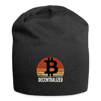 Bitcoin BTC Dezentrale Krypto Vintage Sonnenuntergang - Jersey-Beanie - Schwarz - Vorne