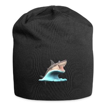 Hai Welle Wasser Ozean Meer - Jersey-Beanie - Schwarz - Vorne