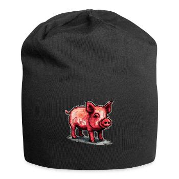 Petit porcelet comme cochon domestique dans les graphismes rétro - Bonnet en jersey - noir - Devant