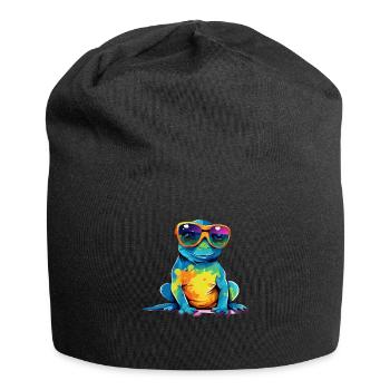 Lila la salamandre à lunettes - Bonnet en jersey - noir - Devant
