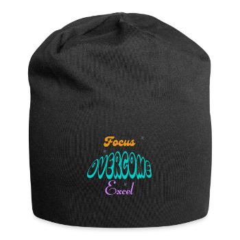 Fucus, Overcome, Excel typography - Jersey Beanie - black - Front