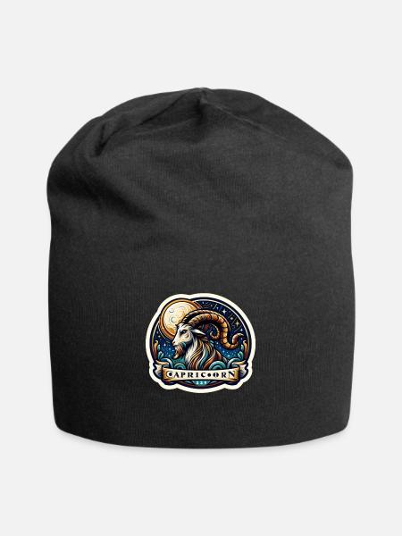 Sternzeichen Steinbock - Jersey-Beanie - Schwarz