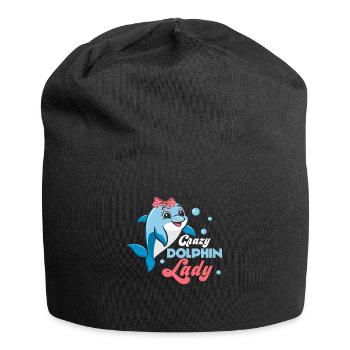 Crazy Dolphin Lady Beach Vacation Marine Biology - Jersey Beanie - black - Front