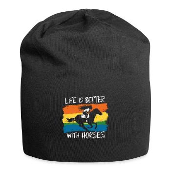 Horses make life more beautiful - Jersey Beanie - black - Front