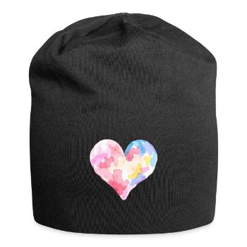 Aquarell-Herz in bunten Farben – Künstlerisches T- - Jersey-Beanie - Schwarz - Vorne