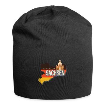 Sachsen Deutschland Retro Bundesland Landkarte - Jersey-Beanie - Schwarz - Vorne