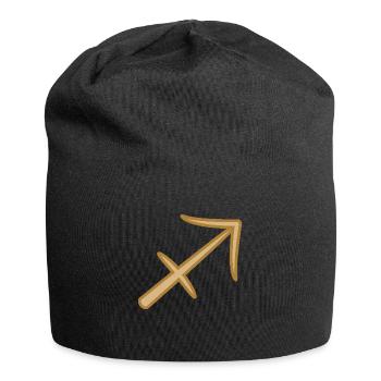 Sagittarius Zodiac Symbol Two Tone Golden - Jersey Beanie - black - Front