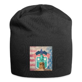USA, Freiheitsstatue, Sterne und Gürtel. - Jersey-Beanie - Schwarz - Vorne