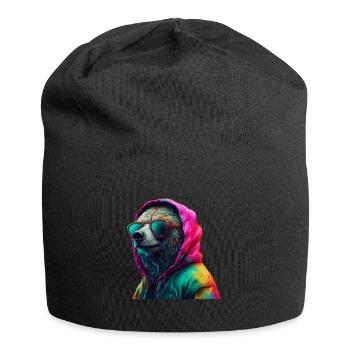 Bär mit Sonnenbrille Bunt Coole Bären Waldtier - Jersey-Beanie - Schwarz - Vorne