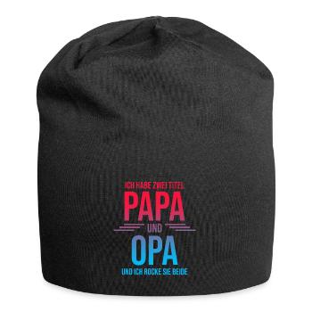 Ich habe zwei Titel Papa und Opa - Jersey-Beanie - Schwarz - Vorne