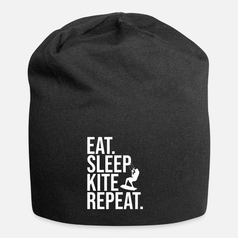 Kiteboarding Kite Kiten Eat Sleep Kite Kitesurfen - Jersey-Beanie - Schwarz