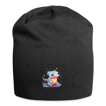 Süßer Anime -Stil Axolotl Kawaii - Jersey-Beanie - Schwarz - Vorne