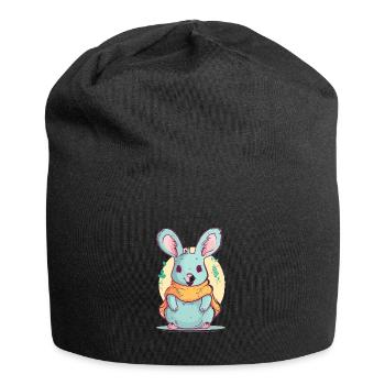 Süßer Anime -Stil Kangaroo Kawaii - Jersey-Beanie - Schwarz - Vorne