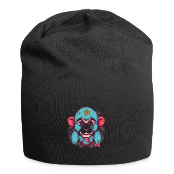 Süßer Anime -Stil Macaque Kawaii - Jersey-Beanie - Schwarz - Vorne