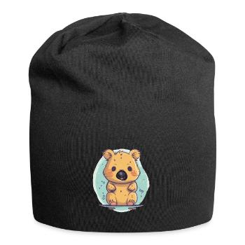 Netter Anime -Stil Quokka Kawaii - Jersey-Beanie - Schwarz - Vorne