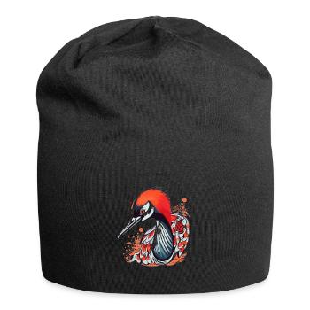 Süßer Anime -Stil Red Crowned Crane Kawaii - Jersey-Beanie - Schwarz - Vorne