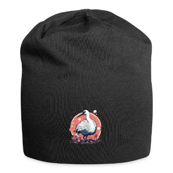 Mignon Anime Style rouge couronné grue Kawaii - Bonnet en jersey - noir - Devant