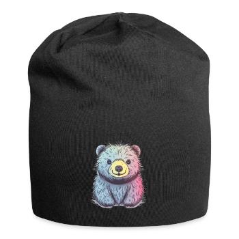 Süßer Anime -Stil Faultier Bär Kawaii - Jersey-Beanie - Schwarz - Vorne