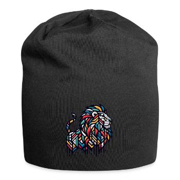 Lion à motifs géométriques - Bonnet en jersey - noir - Devant