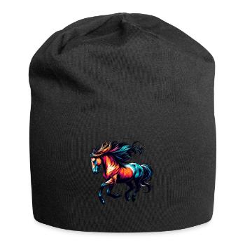 Galoppierendes Pferd In Bewegung Tierpferd - Jersey-Beanie - Schwarz - Vorne