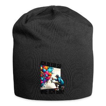 ich bleibe so wie ich bin Street Art Graffiti - Jersey-Beanie - Schwarz - Vorne