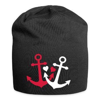 jolie ancre avec le coeur - Bonnet en jersey - noir - Devant