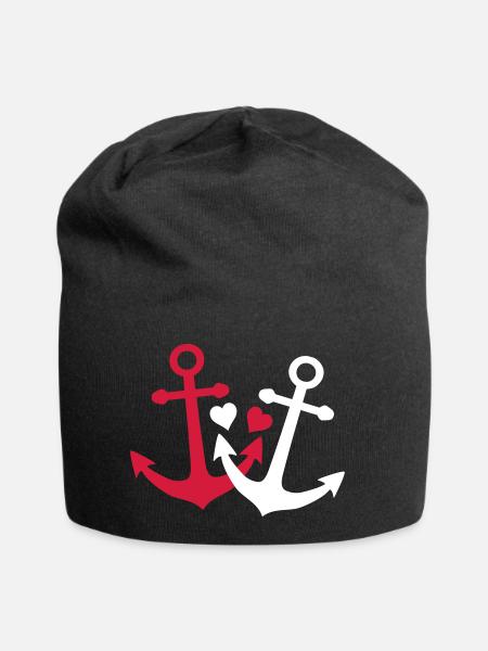 jolie ancre avec le coeur - Bonnet en jersey - noir