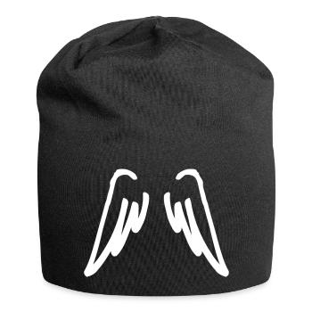 ailes d'ange blanches - Bonnet en jersey - noir - Devant