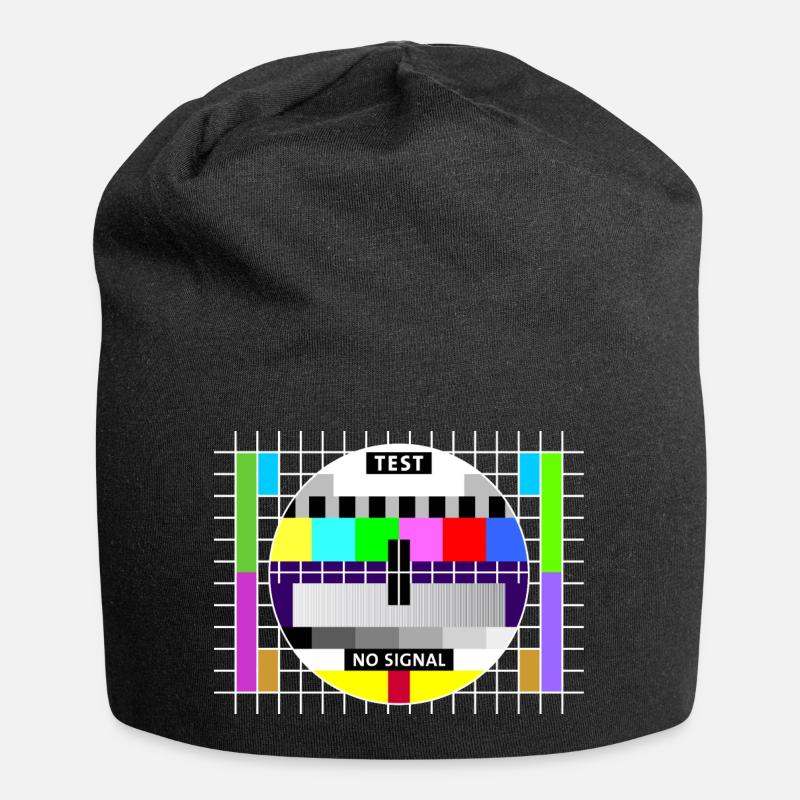 Testbild Fernsehen Bildschirm Sendeschluss Display - Jersey-Beanie - Schwarz