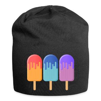 Eis am Stiel 004 AllroundDesigns - Jersey-Beanie - Schwarz - Vorne