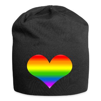 Regenbogen-Herz-Regenbogen - Jersey-Beanie - Schwarz - Vorne
