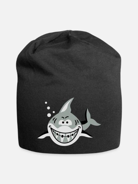 Hai mit Zahnspange - Bonnet en jersey - noir