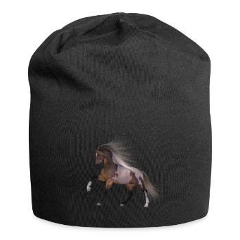 Pferd Geschenk Geschenkidee - Jersey-Beanie - Schwarz - Vorne