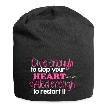Nurse care cardiac arrest gift - Jersey Beanie - black - Front