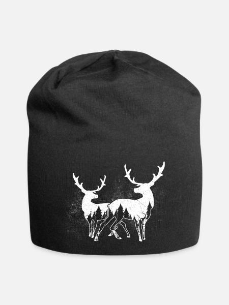 Elch Wald Abstrakt - Jersey-Beanie - Schwarz