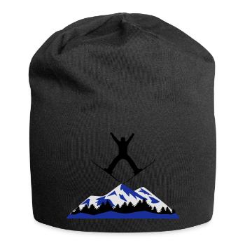 Ski, Skifahrer und Berge - Jersey-Beanie - Schwarz - Vorne