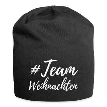 #Team Weihnachten weiß - Jersey-Beanie - Schwarz - Vorne