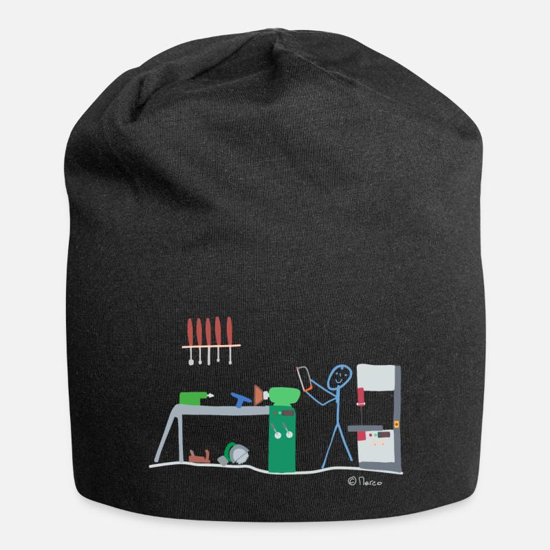 Drechsel stick figure, wood carpenter work - Jersey Beanie - black