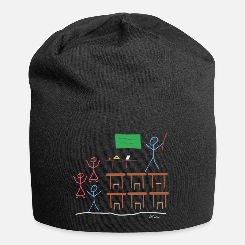 Stick figure school class lesson break work - Jersey Beanie - black