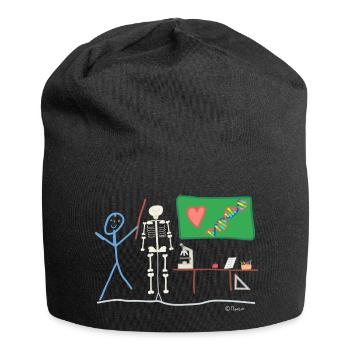 Teacher pupil stickman biology nature - Jersey Beanie - black - Front