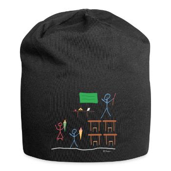 Back to school stickman, school children - Jersey Beanie - black - Front