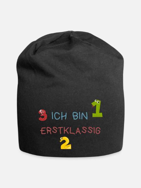 Einschulung - Jersey-Beanie - Schwarz