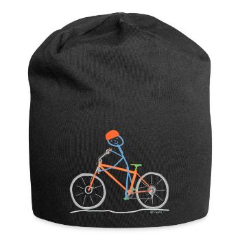 Fahrradfahren Strichmännchen Sport Freizeit Spaß - Jersey-Beanie - Schwarz - Vorne