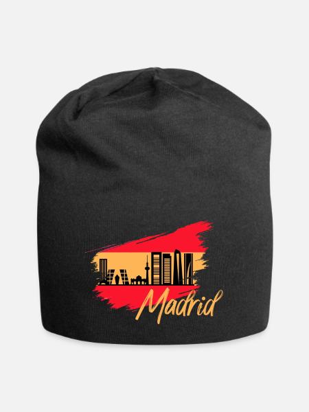 Skyline de drapeau espagne Madrid - Bonnet en jersey - noir